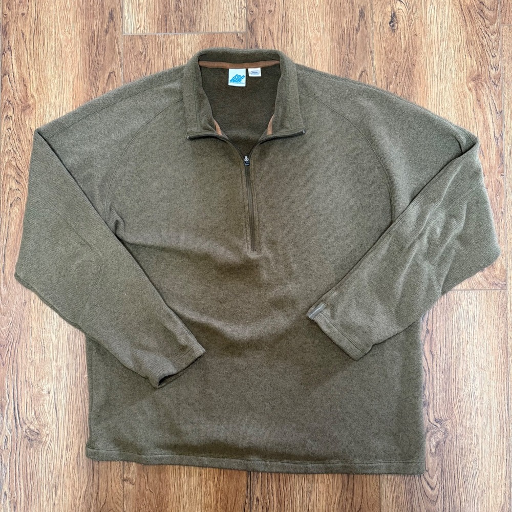 VTG 90s EMS Eastern Mountain Sports Mens XL Olive Green 1/4 Zip Sweater Pullover